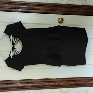 Black bodycon peplum dress XL